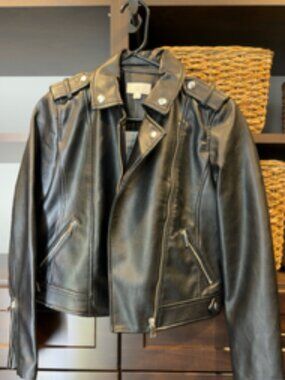 LOFT Petite Pebbled Black Faux Leather Moto Jacket | XXS Petite | NWT
